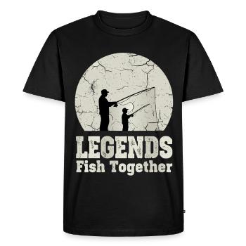 Légende du père et fils de la pêche - T-shirt Premium bio Homme - noir - Devant - Nico (187cm)