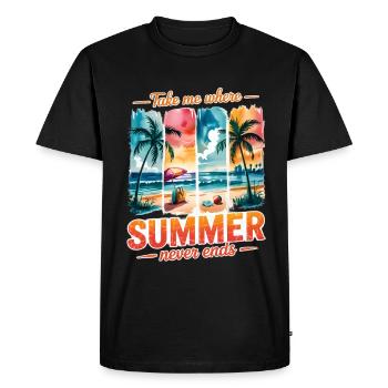 Emmène-moi là où l’été ne finit jamais - T-shirt Premium bio Homme - noir - Devant - Nico (187cm)
