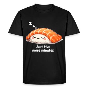Sleeping Kawaii Sushi: Just Five More Minutes - Men's Premium Organic T-Shirt - black - Front - Nico (187cm)