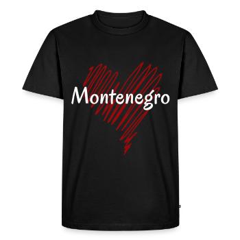 J’aime le Monténégro, cœur Montenegro - T-shirt Premium bio Homme - noir - Devant - Nico (187cm)