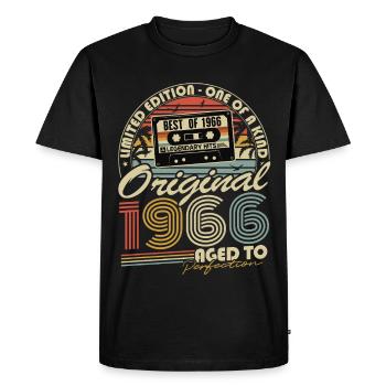 Cadeau d’anniversaire vintage original de 1966 - T-shirt Premium bio Homme - noir - Devant - Nico (187cm)
