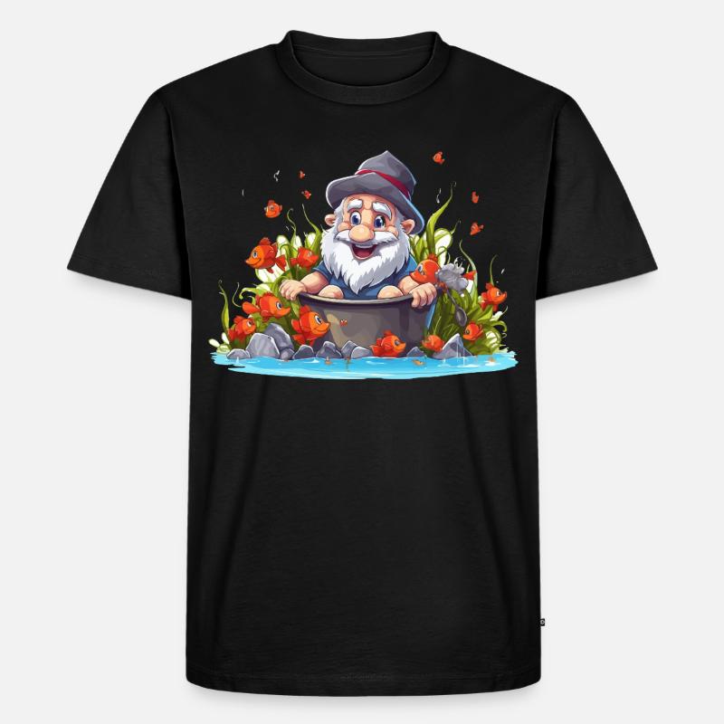 Gnom im Badetopf am Teich - Männer Premium Bio T-Shirt - Schwarz