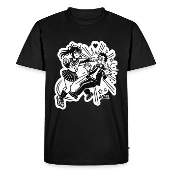 Manga Anime Girl Heroine Scene - Men's Premium Organic T-Shirt - black - Front - Nico (187cm)
