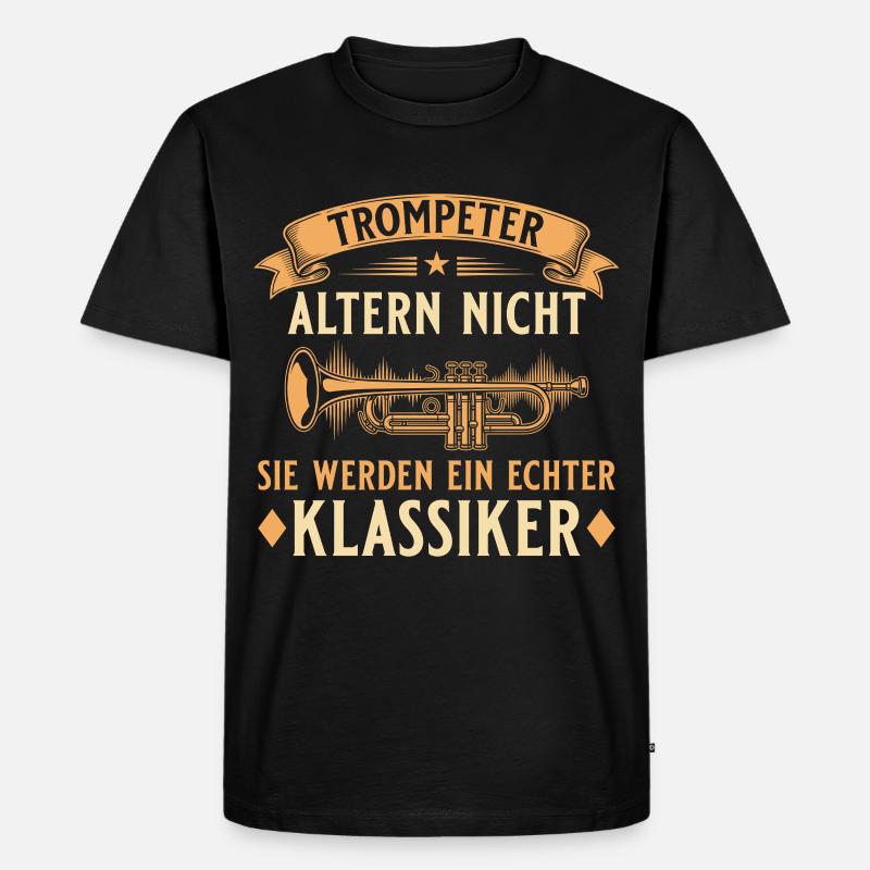 Trompeter altern nicht - Echter Klassiker Musiker - Männer Premium Bio T-Shirt - Schwarz