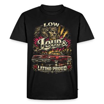 Lowrider Auto Low Loud Latino Proud - Men's Premium Organic T-Shirt - black - Front - Nico (187cm)