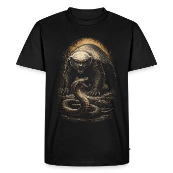 Blaireau miel Blaireau miel Animal - T-shirt Premium bio Homme - noir - Devant - Nico (187cm)
