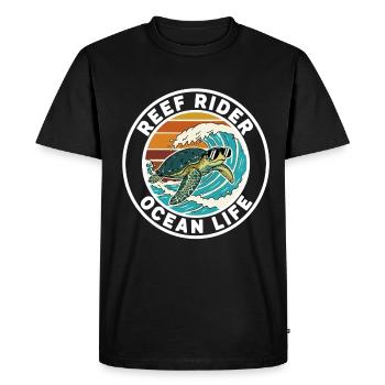 Surf Reef Rider Ocean Life Turtle - Men's Premium Organic T-Shirt - black - Front - Nico (187cm)