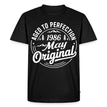 mai 1986 – Légende des sommets et montagnes - T-shirt Premium bio Homme - noir - Devant - Nico (187cm)