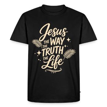Verset biblique de Jésus, La voie de la vérité, la vie - T-shirt Premium bio Homme - noir - Devant - Nico (187cm)