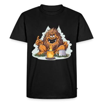 Café Yéti avec Feuerlust - T-shirt Premium bio Homme - noir - Devant - Nico (187cm)