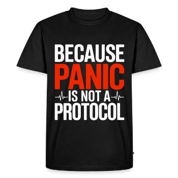 Paramedic Because Panic Is Not Prehospital Care - Men's Premium Organic T-Shirt - black - Front - Nico (187cm)
