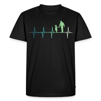 Père et fille battement de coeur papa et fillette - T-shirt Premium bio Homme - noir - Devant - Nico (187cm)