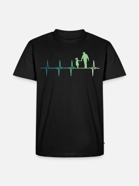Père et fille battement de coeur papa et fillette - T-shirt Premium bio Homme - noir
