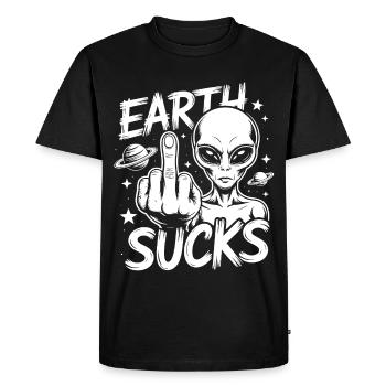 Doigt Puant Extraterrestre - T-shirt Premium bio Homme - noir - Devant - Nico (187cm)