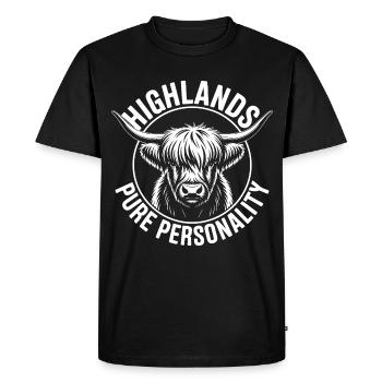 Highland Cow Pure Personality - Men's Premium Organic T-Shirt - black - Front - Nico (187cm)