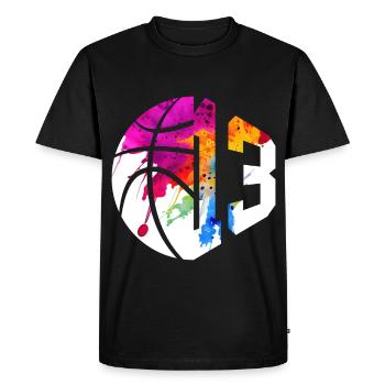 NON. 13 NUMÉRO 13 BASKET 13E ANNIVERSAIRE - T-shirt Premium bio Homme - noir - Devant - Nico (187cm)