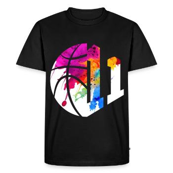 NON. 11 NUMÉRO 11 BASKETBALL 11E ANNIVERSAIRE - T-shirt Premium bio Homme - noir - Devant - Nico (187cm)