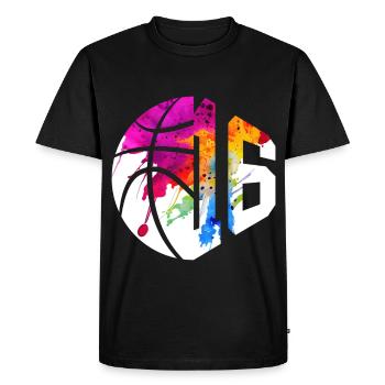 NON. 16 NUMÉRO 16 BASKET 16E ANNIVERSAIRE - T-shirt Premium bio Homme - noir - Devant - Nico (187cm)