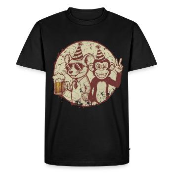 Party Mouse Monkey Beer - Men's Premium Organic T-Shirt - black - Front - Nico (187cm)