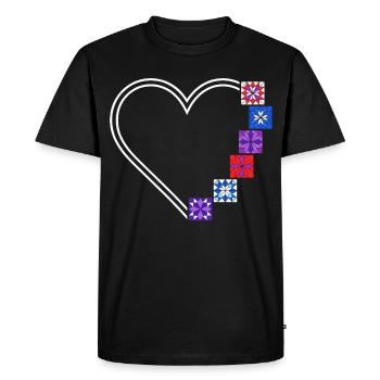 Quilting Passion | Cœurs et Blocs de Patchwork - T-shirt Premium bio Homme - noir - Devant - Nico (187cm)