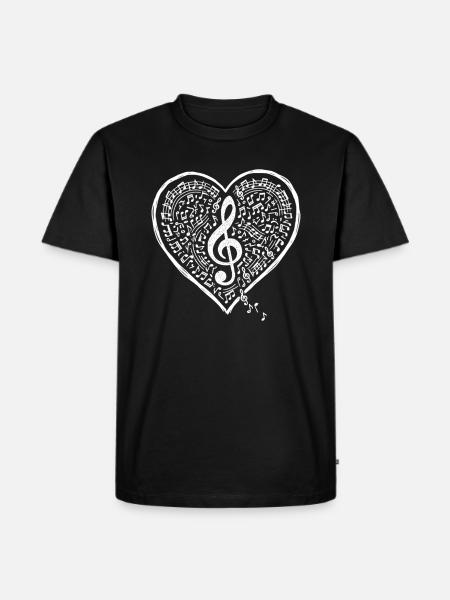 Music Heart clef love sound - Men's Premium Organic T-Shirt - black