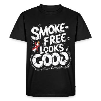 Non Smoking Ex Smoker Smoke Free Looks Good - Men's Premium Organic T-Shirt - black - Front - Nico (187cm)
