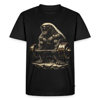 Blaireau miel Blaireau miel Animal - T-shirt Premium bio Homme - noir - Devant - Nico (187cm)