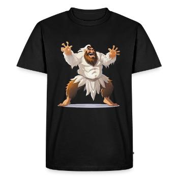 Guerrier yéti en pagne blanc - T-shirt Premium bio Homme - noir - Devant - Nico (187cm)