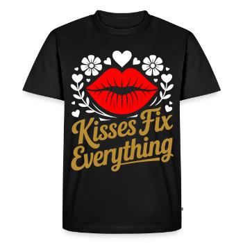 Les baisers guérissent tout - T-shirt Premium bio Homme - noir - Devant - Nico (187cm)