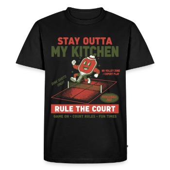 Pickleball : Reste hors de ma cuisine Règle Le Court - T-shirt Premium bio Homme - noir - Devant - Nico (187cm)