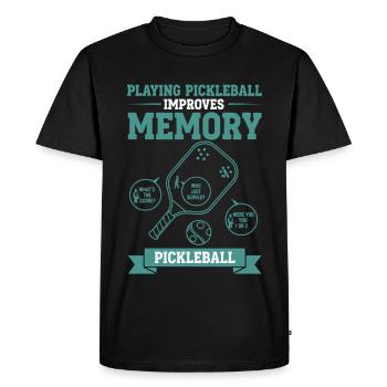 Pickleball Playing Pickleball Improves Memory - Men's Premium Organic T-Shirt - black - Front - Nico (187cm)