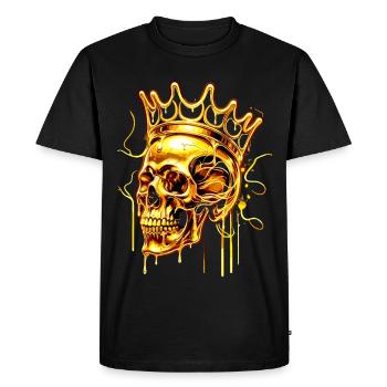 Golden Melting Skull Crown - Men's Premium Organic T-Shirt - black - Front - Nico (187cm)