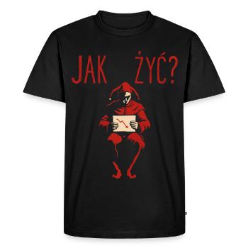 Jak Żyć Polish Meme Existential Jester - Men's Premium Organic T-Shirt - black - Front - Nico (187cm)