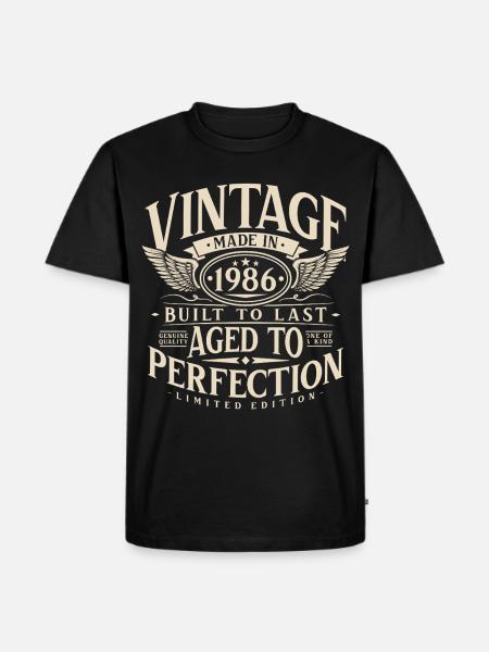 Vintage 1986 Vintage Birthday Retro Gift - Men's Premium Organic T-Shirt - black