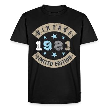 Millésime 1981 - T-shirt Premium bio Homme - noir - Devant - Nico (187cm)