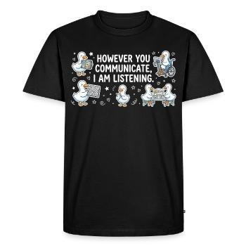 Peu importe votre voix, je reste à l'écoute - T-shirt Premium bio Homme - noir - Devant - Nico (187cm)