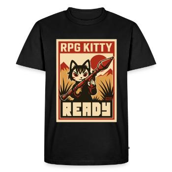 RPG Kitty Ready Poster - Men's Premium Organic T-Shirt - black - Front - Nico (187cm)