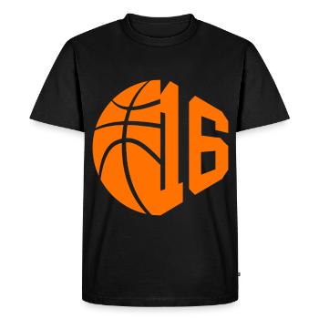 NUMÉRO 16 BASKETBALL 16E ANNIVERSAIRE - T-shirt Premium bio Homme - noir - Devant - Nico (187cm)