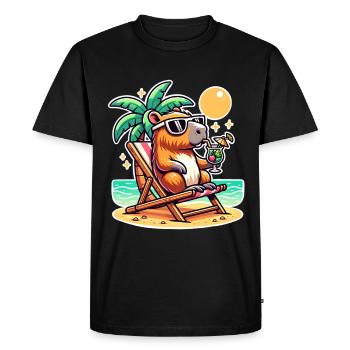Vacances de Capybara - T-shirt Premium bio Homme - noir - Devant - Nico (187cm)