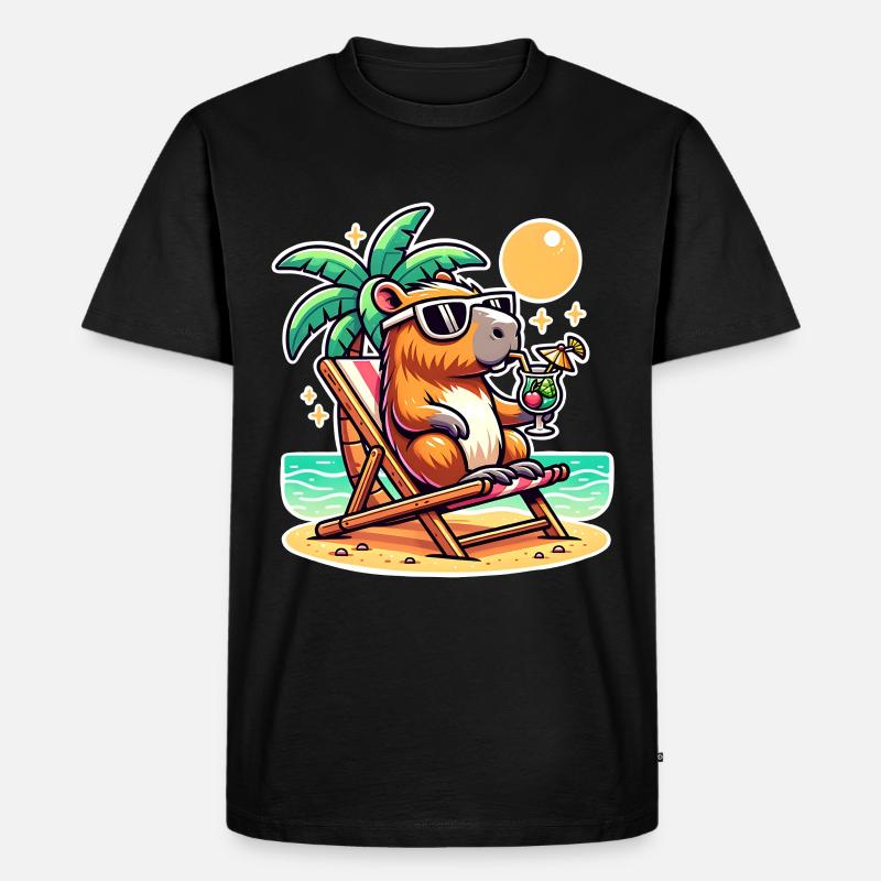 Capybara Urlaub - Männer Premium Bio T-Shirt - Schwarz