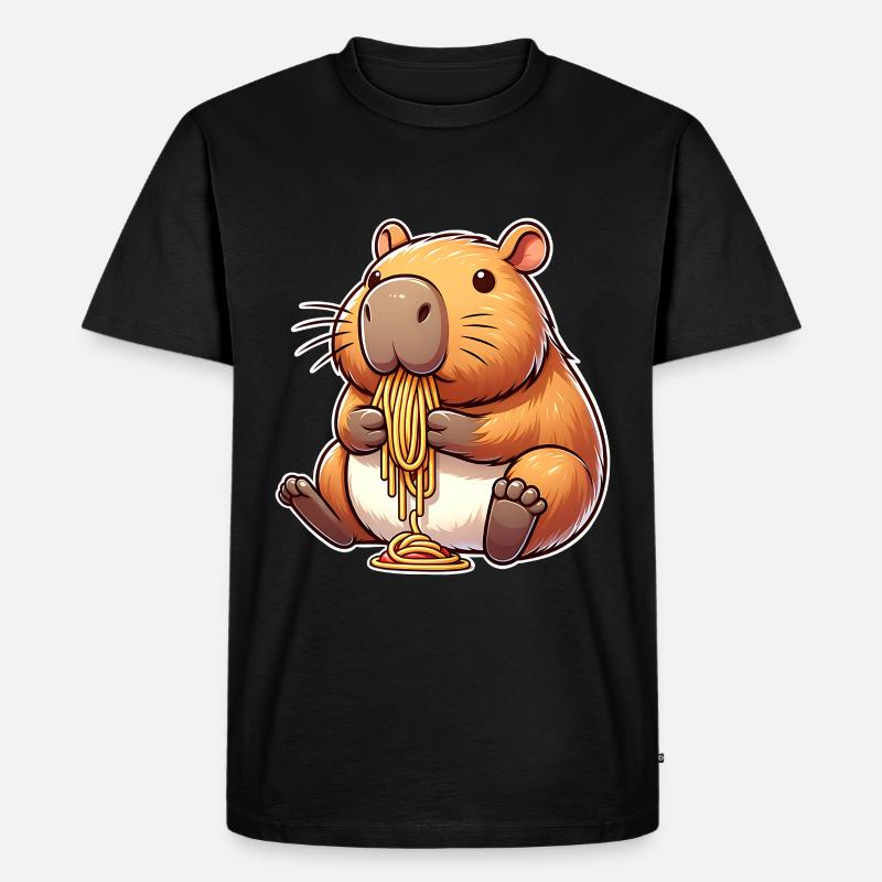 Capybara Pasta - Männer Premium Bio T-Shirt - Schwarz