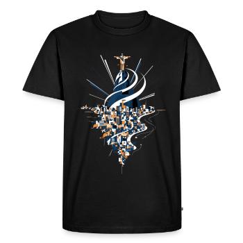 Rio de Janeiro Skyline Christ the Redeemer Statue - Men's Premium Organic T-Shirt - black - Front - Nico (187cm)
