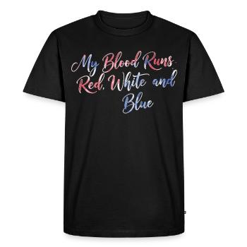 Le sang coule rouge blanc bleu - T-shirt Premium bio Homme - noir - Devant - Nico (187cm)
