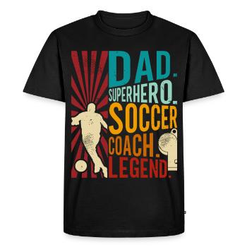 Entraîneur de football, père, père super-héros, légende - T-shirt Premium bio Homme - noir - Devant - Nico (187cm)