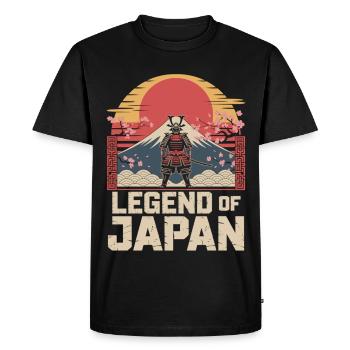 T-shirt de samouraï japonais Soleil rétro en fleurs de cerisier - T-shirt Premium bio Homme - noir - Devant - Nico (187cm)