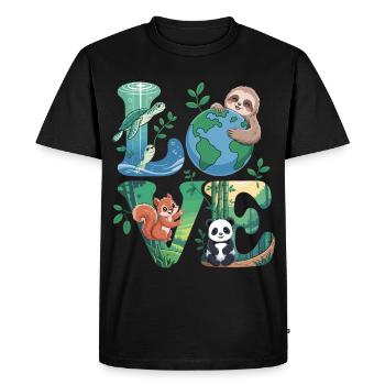 Nature Love Shirt Panda Tortue Paresseuse - T-shirt Premium bio Homme - noir - Devant - Nico (187cm)