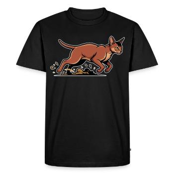 Chat Abyssin en Course Vitesse Portrait Sport - T-shirt Premium bio Homme - noir - Devant - Nico (187cm)