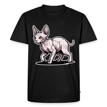 Sphynx Cat Hairless Walking Portrait Design - Men's Premium Organic T-Shirt - black - Front - Nico (187cm)