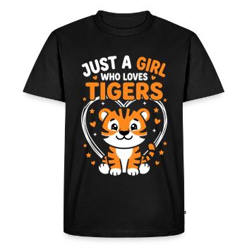 Cute tiger design with hearts and stars - Men's Premium Organic T-Shirt - black - Front - Nico (187cm)