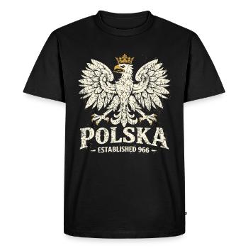 Polska Fondée en 966 – Aigle vintage avec couronne - T-shirt Premium bio Homme - noir - Devant - Nico (187cm)